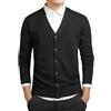 Dcvmvmn Giacche primaverili da uomo maglione cardigan cotone scollo a V cappotto sottile maglione lavorato a maglia, nero, L