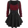 rtdgcv Abiti autunnali da donna con cappuccio con stampa a quadretti, abbottonato, con collo sciallato, maxi abito da donna a maniche lunghe, stile vintage, Colore: rosso, L
