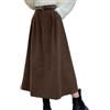MNRIUOCII Cordrock - Gonna invernale da donna, stile vintage, linea ad A, elegante, morbida, lunga, a vita alta, per feste, maxi gonna invernale calda, gonna a pieghe alla moda, casual, gonna midi, caffè, M