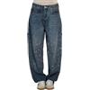 Generic Harem da donna, casual, con strass, con tasche, Blu scuro, 3XL