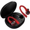 SHUGWA Cuffie Cancellazione Rumore Auricolare bluetooth Cuffie Sportive TWS bluetooth 5.0 Auricolari Gancio Per L'orecchio Auricolari Stereo Corsa Con Microfono Impermeabili Cuffie Bluetooth(Red)