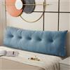 GeRRiT Cuscino per Schienale da Letto, Cuscino a Cuneo per Testiera in Formato Twin/King/Queen per Seduta sul Letto con Tasca Laterale, Cuscino Lungo di Supporto Dorsale (Blu, 80x40x12cm)
