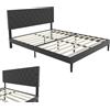 XINZI Letto imbottito Piattaforma 160x200 cm - Telaio letto imbottito con bottoni in pelle sintetica, supporto per doghe in legno e testiera, letto matrimoniale moderno per adulti e ragazzi (nero)