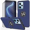 Dechyi cover per Redmi Note 12 Pro 5G/POCO X5 PRO (6.67) e 2 Pellicola Vetro Temperato Custodia con anello Robusto Durevole custodia protettiva- blu