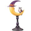 DRW Statuetta di una luna con un gufo in resina dipinta a mano da 46 cm