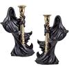 DRW Set di 2 candelabri fantasami in Resina Dipinta a Mano, Multicolore, Medidas: 20x15x30 cm