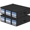 AiQInu Contenitori Sottoletto,2 Pezzi Organizer Sotto letto Con Finestra di Osservazione e Maniglia,Salvaspazio Pieghevole Organizzatore Armadio per Abbigliamento Coperte Piumoni