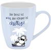 Sheepworld Tasse mit Motivdruck Der Geist ist willig, der Körper ist chillig!, mit Banderole