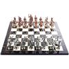 GiftHome Set di scacchi antichi in rame antico Roma per adulti, pezzi fatti a mano e design in marmo, scacchiera in legno, King 4 inc