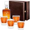 Maverton set Caraffa da whisky e cognac + 4/6 bicchieri - con incisione personalizzata - Decanter in vetro per whiskey da 0,81 L - Bottiglia per compleanno - pensiero per papà - fungo