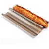 Ponixa Teglia da forno antiaderente per baguette francesi, perforata, in acciaio al carbonio (2 Baguettes)