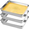 Jinsion Set di 3 Teglie per Impanatura in Acciaio Inox 25.5x19.5x5cm Vassoio Acciaio, Ciotole per Impanare, Stazione di Impanatura, Piatto per Impanatura, Vaschette per Impanare Infarinare Alimenti