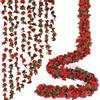 ASTNIC Ghirlanda di fiori artificiali, 9 pezzi, 20 m, rose rampicanti artificiali in seta, resistenti ai raggi UV, da appendere, decorazione per feste di nozze, casa, giardino, parete, camera da letto