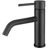 VALAZ Rubinetto Bagno Lavabo Nero Opaco | Apertura a Freddo, Miscelatore Lavabo Bagno Acqua Fredda e Calda, Risparmio Acqua | Installazione Facile e Veloce | Ottone, Inossidabile, Elegante, Serie Ason
