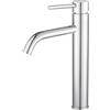 VALAZ Rubinetto Lavabo Alto Cromato Tondo Serie Ason | Rubinetto da lavabo alto per lavabo da appoggio, miscelatore monocomando, apertura a freddo, ottone e acciaio inox