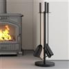 Kingson Il set di attrezzi per camino include spazzola, pala e attizzatoio diametro 17,5 x 59,5 cm, accessori durevoli per bruciatore a legna e set di accessori per caminetto, nero