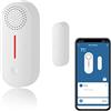 Zecamin Sensore di porta intelligente WiFi, sensore di finestra senza fili, mini sensore di contatto per la sicurezza domestica, notifica push, volume regolabile,timer,Compatibile Alexa. 1 Pack