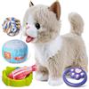 TUMAMA Peluche Gatto Gioco Interattivo Che Abbaia e Cammina e Miagola, Giochi Gatto Interattivi, Elettronico Pet Giocattolo Per Robot Gatti Per Bambini, Gattino Di Peluche Piccolo Per 3 4 5 6 Anni