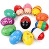 KOMUNJ 12 scuotere uova in legno Maracas Percussion Musical, per bambini, in legno di uovo, Maracas Shakers Music Percussion Toys per feste, bomboniere, caccia pasquale (colore casuale)