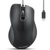 Perixx PERIMICE-221C Mouse USB-C ergonomico a filo - Ottico con 1200 DPI - Cavo da 1,5 metri - Nero