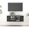 ULUYYUC Mobile TV da Parete, Mobiletto Basso Mobile Porta Tv Scaffale Legno Credenza Adatto per Ingresso Salotto Cucina Soggiorno Nero Lucido 102x35x35 cm Legno Multistrato