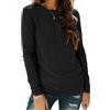 TrendiMax Maglietta a Maniche Lunghe da Donna Jersey Casual Basic T-Shirt Tinta Unita con Scollo Rotondo, Marrone, L