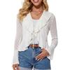 GRACE KARIN Cardigan da donna cravatta anteriore all'uncinetto cardigan manica a campana scialle leggero coprispalle cardigan lavorato a maglia copertura spiaggia, bianco, L