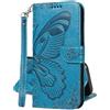 U.DARELIKE Cover Compatibile con Samsung Galaxy S9 Custodia Pelle Portafoglio a Libro Ali di Farfalla Fiori Disegni Slot per Schede Magnetica Flip Cover per Samsung Galaxy S9 Blu