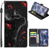 U.DARELIKE Cover per Samsung Galaxy S23 Ultra Custodia Pelle Portafoglio a Libro Gatto Nero Fiore Rosso Disegni Cute Slot Schede Magnetica Supporto Flip Case per Samsung Galaxy S23 Ultra