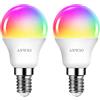 ANWIO Lampadina Alexa, Lampadina Smartx, 5W Equivalenti a 40W, 470Lm, G45,Lampada Smart Wifi E14 con Telecomando Compatibile con Alexa, Echo and Google Assistant, RGB Intelligente Dimmerabile,2 Pcs