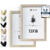 Heimlich® - Immagine Cornice - 13x18 cm, legno di quercia, confezione da 2 - Cornici per foto medie con copertura in foglio di plastica - Montaggio a parete o esposizione da tavolo