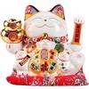 HONGCHAI GATTO FORTUNATO CINESE in ceramica da 11 pollici con braccio ondeggiante (28 cm) MANEKI NEKO