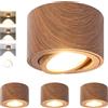 GeyouLux Faretto da soffitto LED Dimmerabile, 5W 500LM Faretti LED Soffitto Interno Orientabili 30°, Ø80x50mm Alluminio, Con Modulo LED 230V Incluso, 3000K/4000K/6500K Faretto LED Legno Scuro 4 Pezzi