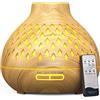UBEGOOD Diffusore di Oli Essenziali, 400ML Diffusore di Aromi Ultrasuoni Umidificatore Atomizzatore Elettrico con 4 Impostazioni Timer e 7 Colori LED per Yoga, Spa, Camera da Letto, Soggiorno
