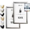 Heimlich® - Cornice per foto - 10x15 cm, Alluminio Metallo, Argento, Confezione da 2 - Piccole cornici per foto con copertura in foglio di plastica - Montaggio a parete o esposizione da tavolo