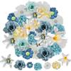 JOZMMZEOOA 40 Pezzi Fiori Finti per Decorazioni Vari Colori Serie Blu Grigio | Artificiali Fiorellini Bomboniere Interno Fiori Decorativi Mista Piccola Fiori di Stoffa per Torte Artigianato DIY Matrimoni
