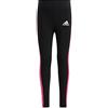 Adidas LG COT Tight Leggings, Black/Shock Pink, 4-5A Bambina