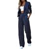 ticticlily Tailleur Pantalone Donna Completo Due Pezzi Blazer a Maniche Lunghe e Pantalone Vita Alta Tuta Casuale Chic Elegante Completa Ufficio Business per Donna A Blu Scuro XL