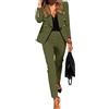PINTUTU 2 Pezzi da Tuta da Donna slim Tinta Unita Completo da Donne a Maniche Lunghe con Pantaloni Ufficio e Lavoro Elegante Tailleur con Pantaloni Blazer Top Giacche da Abito+Pantaloni da Completo Set