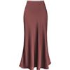 Outoshe Maxi gonne da donna in raso a vita alta con elastico nascosto in vita una linea gonna lunga, Zip Rosso Ruggine, M