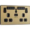 British General BG Electrical - Presa elettrica a muro con doppia interruttore con porta di ricarica USB di tipo A e prolunga Wi-Fi, Evolve, ottone satinato, 13 A, PCDSB22UWRB