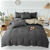 Odot Set Copripiumino 4 Pezzi Tinta Unita, Set di Biancheria da Letto con Copripiumini, Lenzuola sopra e Federe, Set Biancheria da Letto Singolo Matrimoniale King (200x230cm,Grigio Scuro + Kaki)
