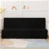 LJQAIZYL Copri Divano Senza Bracciolo Con Gonna A Balze Elasticizzato 2/3/1 Posti Copridivano Letto Pieghevole Copertura per Divano Letto Antigraffio Gatto Fodera per Divano Clic Clac (120-150cm,Black)