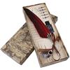 Joyzan Quill Pen Set, Penna Stilografica con Piuma per Calligrafia Inglese 6 Pennini di Ricambio della Piuma d'oca Antica kit Set d'Oca Scrittura Antico Base Pennino Fluida Disegno Calligrafico Rosso