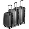 Générique Set di 3 valigie da viaggio estensibili, rigide, in ABS, con 4 ruote silenziose a 360 gradi, con serratura TSA, M L XL di grandi dimensioni cabina trolley set, grigio, M/L/XL, B