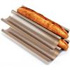 Ponixa Teglia da forno antiaderente per baguette francesi, perforata, in acciaio al carbonio (2 Baguettes set of 2)
