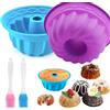 STOUCLA Stampo per ciambellone in silicone, stampo da forno in silicone, stampo per ciambellone, stampo per ciambellone, stampo per torte, alta qualità, 2 pezzi, viola, blu, diametro 16,5 cm