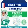 CARRYBOO - Pannolini taglia 6 16-30 kg - Pannolini per neonati ecologici - Pannolini naturali, senza profumo - Pannolino anti-perdite Made in France - Confezione da 102 Pannolini usa e getta - 1 Mese