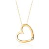 MIORE - Collana Cuore in Oro Bianco - Giallo- Rosa con Diamante Naturale, Vero Oro 9KT 375 - Catenina con Pendente Cuore Lucido e Brillante - Ciondolo anallergico con Catena. Catenina lunga Cm.45.
