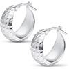 Amberta Orecchini a Cerchio Spessi in Argento Sterling 925 da Donna: Cerchi Spessi Argento Martellati 15 mm